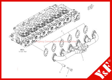 Het Graafwerktuigdelen pc200-8 van KOMATSU van bouwmachines Uitlaat Diverse 6754-11-5110 6D102 Motor